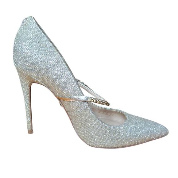 SAM EDELMAN Crystal Mary Jane Pump Debrah pointed toe 6.5 gold - Picture 1 of 7